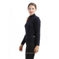 wholesale winter knitted pure dark grey pattern cashmere sweater with sleeve